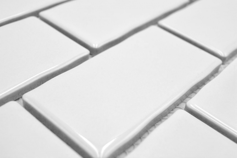Mosaico de cerámica blanco brillante ladrillo mirada mosaico azulejo pared cocina azulejo backsplash baño ducha pared MOS26-238_f