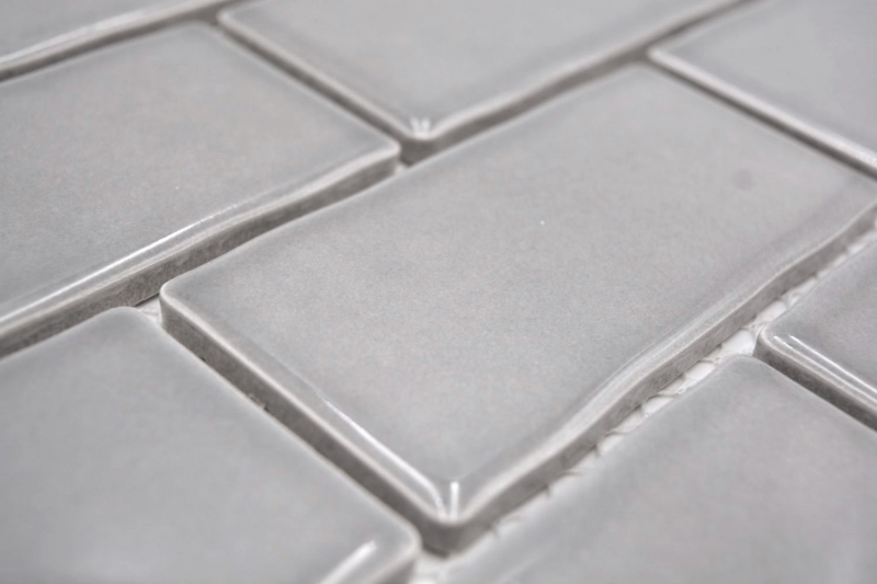 Mosaico de cerámica gris brillante ladrillo mirada mosaico azulejo cocina pared azulejo backsplash baño ducha pared MOS26-345_f