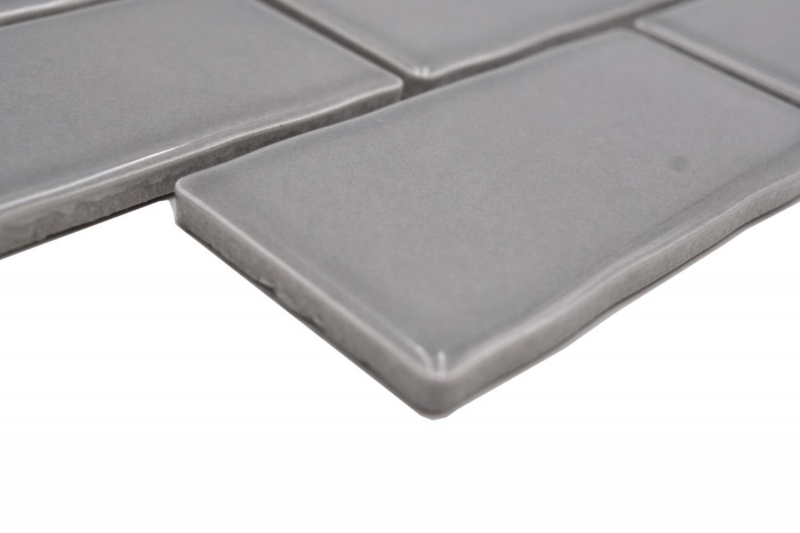 Mosaico de cerámica gris brillante ladrillo mirada mosaico azulejo cocina pared azulejo backsplash baño ducha pared MOS26-345_f