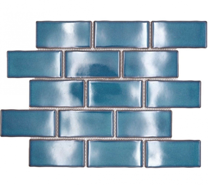 Mosaico de cerámica azul brillante ladrillo mirada mosaico azulejo cocina pared azulejo backsplash baño ducha pared MOS26-612_f