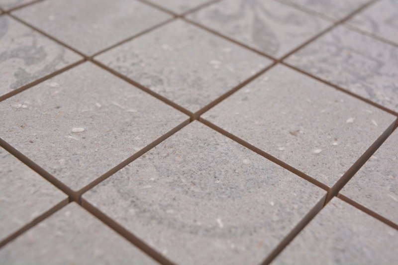 Mosaico de cerámica gris mate retro look mosaico azulejo cocina pared azulejo espejo baño ducha pared MOS14-G3_f