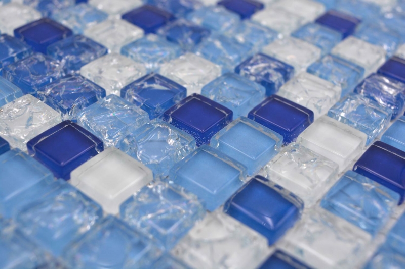 Mosaico de vidrio mezcla blanco azul brillante mosaico azulejo cocina pared azulejo espejo baño ducha pared MOS92-0104_f
