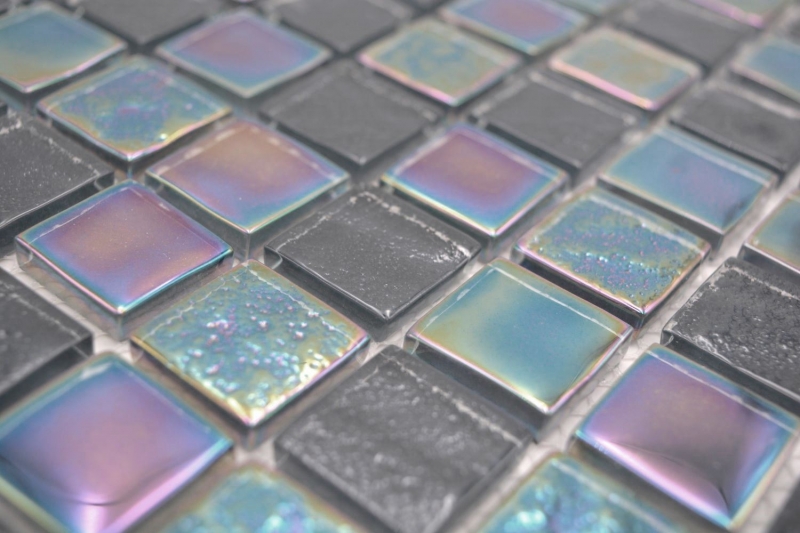 Mosaico de azulejos de vidrio mosaico iridium azul negro brillante mosaico azulejo de la pared de la cocina azulejo espejo baño ducha pared MOS65-S65_f