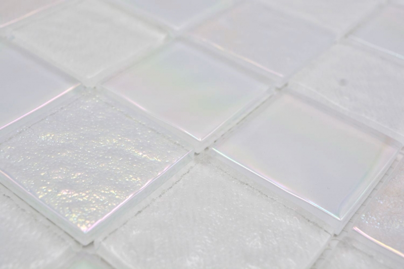 Mosaico de azulejos de vidrio mosaico iridium blanco brillante mosaico azulejo de la pared de la cocina azulejo espejo baño ducha pared MOS66-S10-48_f