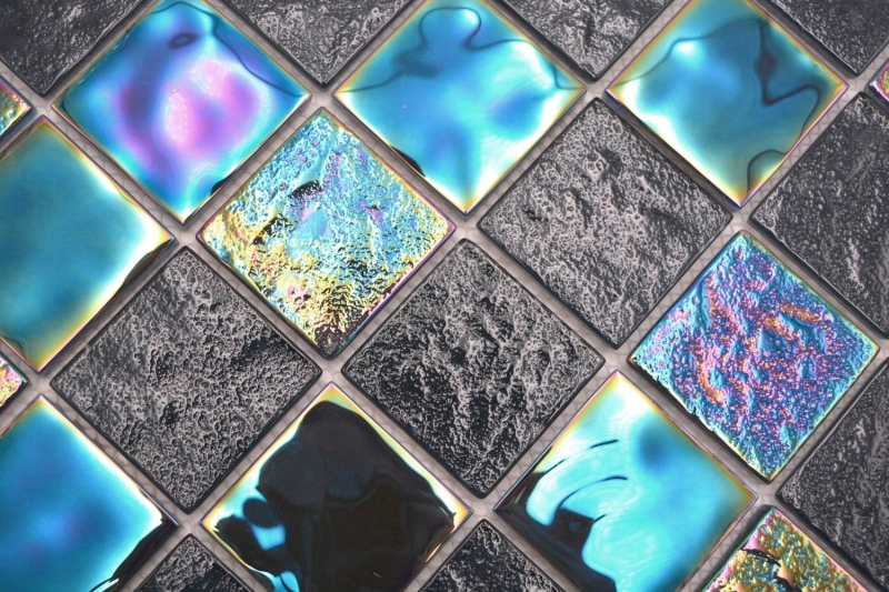 Mosaico de azulejos de vidrio mosaico iridium azul negro brillante mosaico azulejos de la pared de la cocina azulejo espejo baño ducha pared MOS66-S65-48_f
