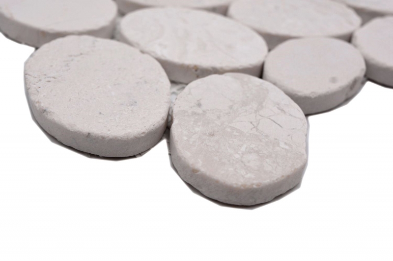 Mosaico de piedra natural Mosaico de azulejos mezcla blanco/azul/naranja/gris aspecto guijarro mate Mosaico de azulejos Pared de cocina Revestimiento de azulejos Baño Pared de ducha MOS30-0101_f