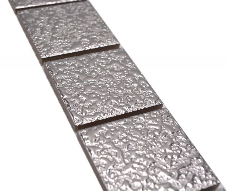 Borde Borde mosaico plata brillante aspecto martillo mosaico azulejo cocina pared azulejo espejo baño MOS16BOR-0207_f