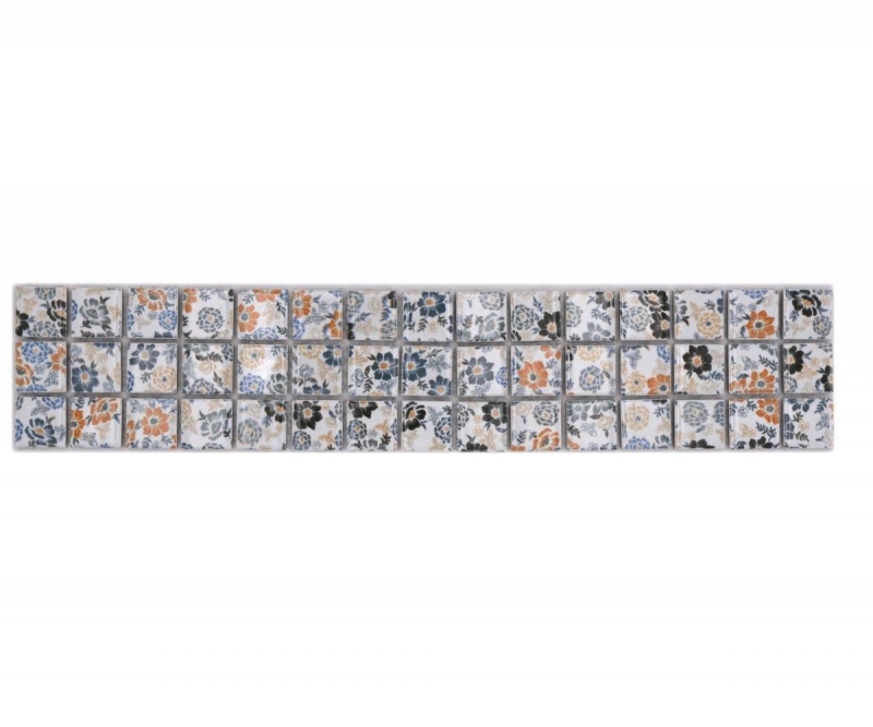Frontera Frontera mosaico mezcla blanco/flores brillante floral mirada mosaico azulejo cocina pared azulejo espejo baño ducha pared MOS18CBOR-1401_f