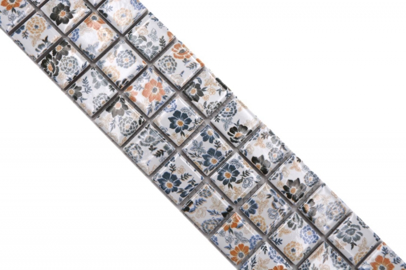 Frontera Frontera mosaico mezcla blanco/flores brillante floral mirada mosaico azulejo cocina pared azulejo espejo baño ducha pared MOS18CBOR-1401_f