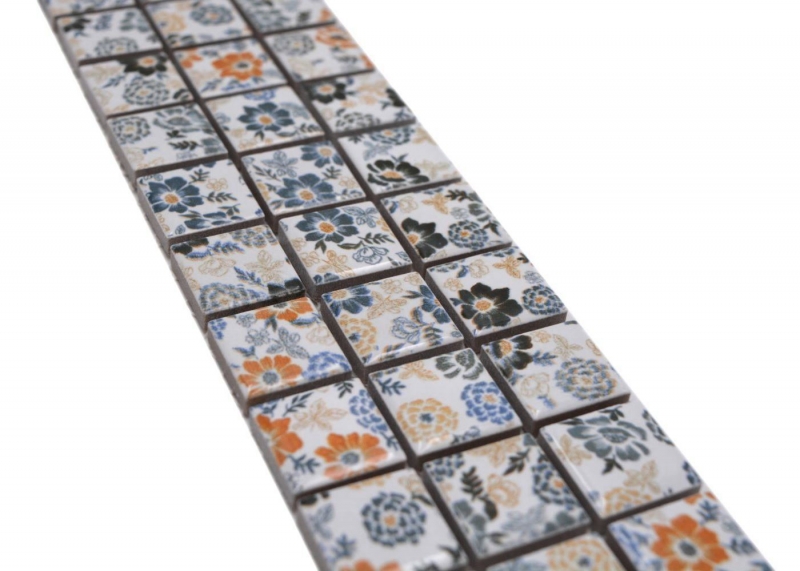 Frontera Frontera mosaico mezcla blanco/flores brillante floral mirada mosaico azulejo cocina pared azulejo espejo baño ducha pared MOS18CBOR-1401_f