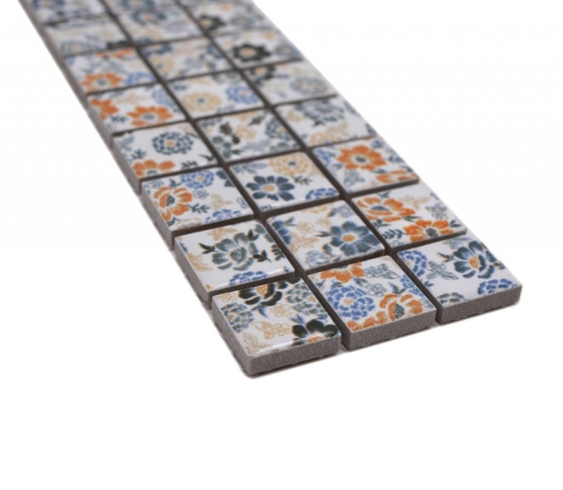 Frontera Frontera mosaico mezcla blanco/flores brillante floral mirada mosaico azulejo cocina pared azulejo espejo baño ducha pared MOS18CBOR-1401_f