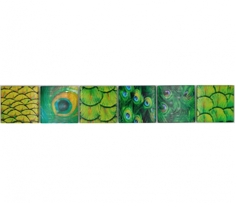 Borde Borde mosaico verde brillante aspecto salvaje mosaico azulejo pared cocina azulejo espejo baño ducha pared MOS78BOR-W88_f