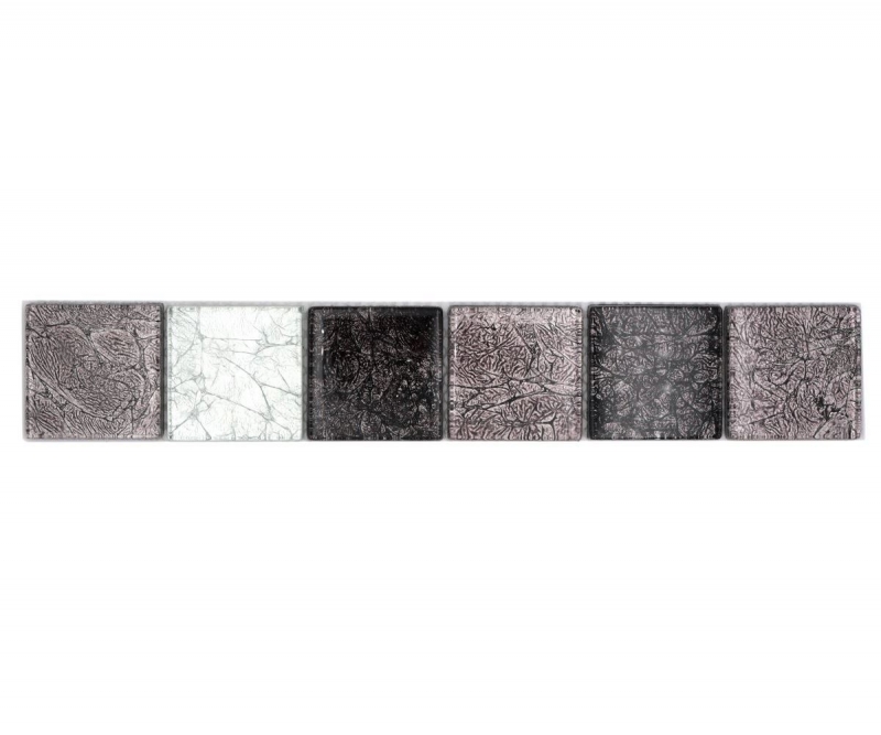 Frontera Frontera mosaico mezcla plata/negro brillante mosaico azulejo cocina pared azulejo espejo baño ducha pared MOS126BOR-1784_f