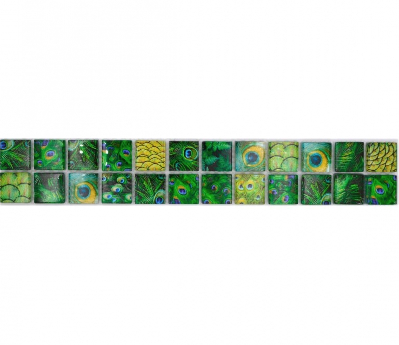 Borde Borde mosaico verde brillante aspecto salvaje mosaico azulejo pared cocina azulejo espejo baño ducha pared MOS68BOR-WL84_f