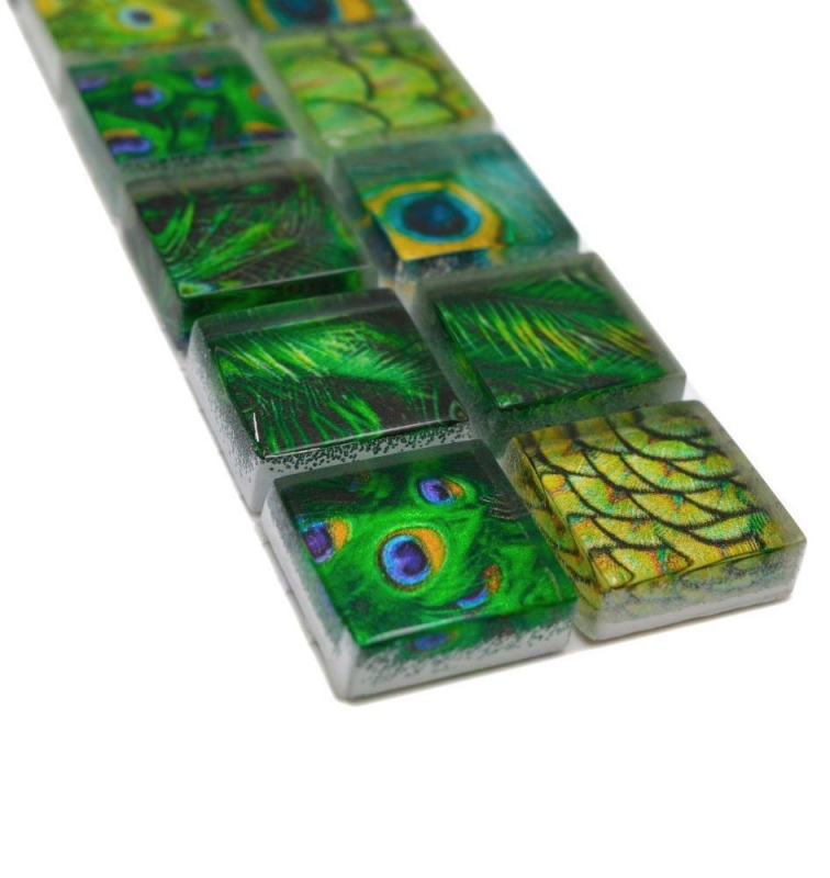 Borde Borde mosaico verde brillante aspecto salvaje mosaico azulejo pared cocina azulejo espejo baño ducha pared MOS68BOR-WL84_f