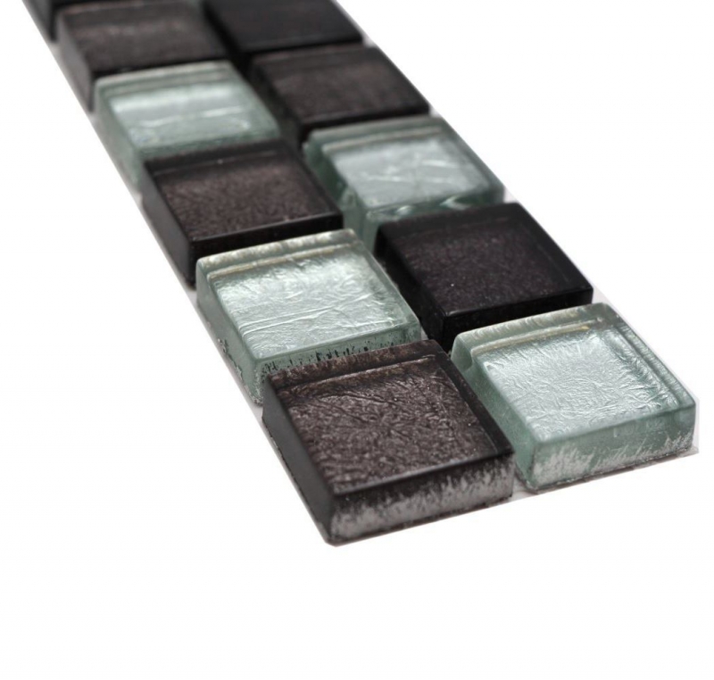 Frontera Frontera mosaico mezcla plata/negro brillante mosaico azulejo cocina pared azulejo espejo baño ducha pared MOS126BOR-1783_f