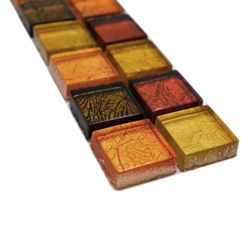 Borde Borde mosaico mezcla oro/naranja/marrón brillante mosaico azulejo pared cocina azulejo espejo baño ducha pared MOS120BOR-07814_f