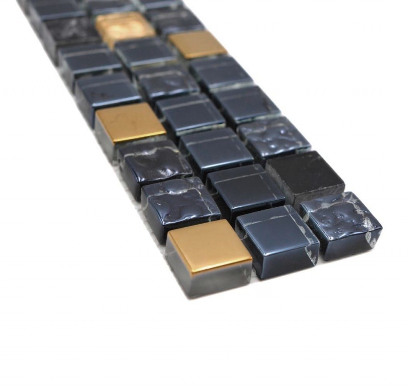 Borde Borde mosaico negro con oro brillante mosaico azulejo cocina pared azulejo espejo baño MOS92BOR-650_f