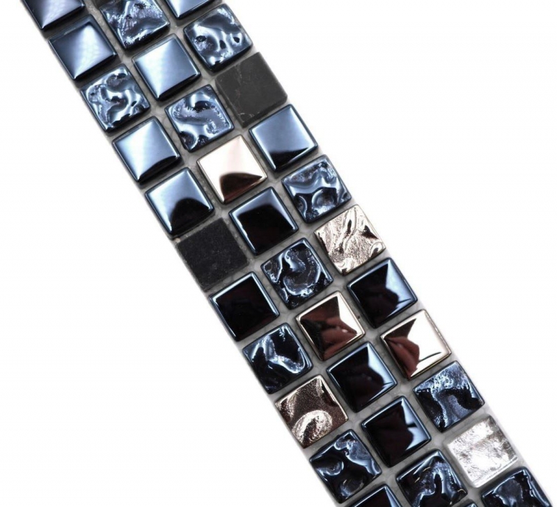 Borde Borde mosaico negro con plata brillante mosaico azulejo cocina pared azulejo espejo baño MOS92BOR-660_f