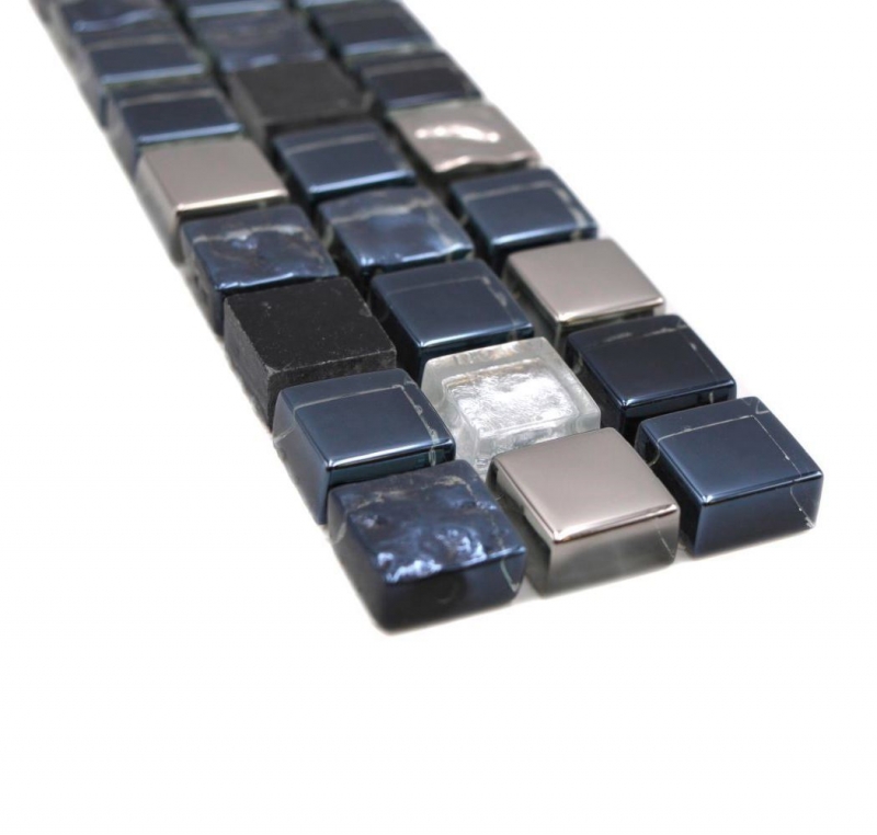 Borde Borde mosaico negro con plata brillante mosaico azulejo cocina pared azulejo espejo baño MOS92BOR-660_f