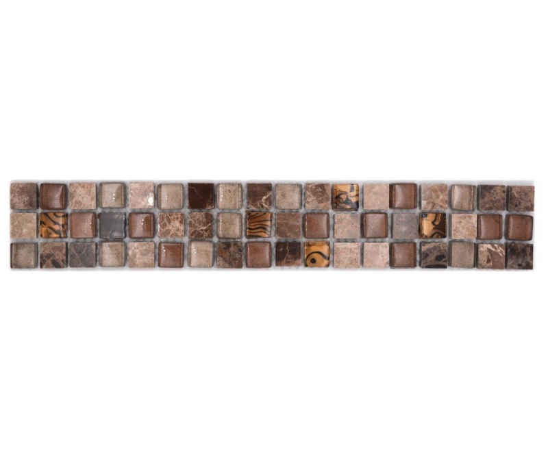 Borde Borde mosaico mezcla beige/marrón brillante mosaico azulejo pared cocina azulejo espejo baño ducha pared MOS92BOR-1303_f