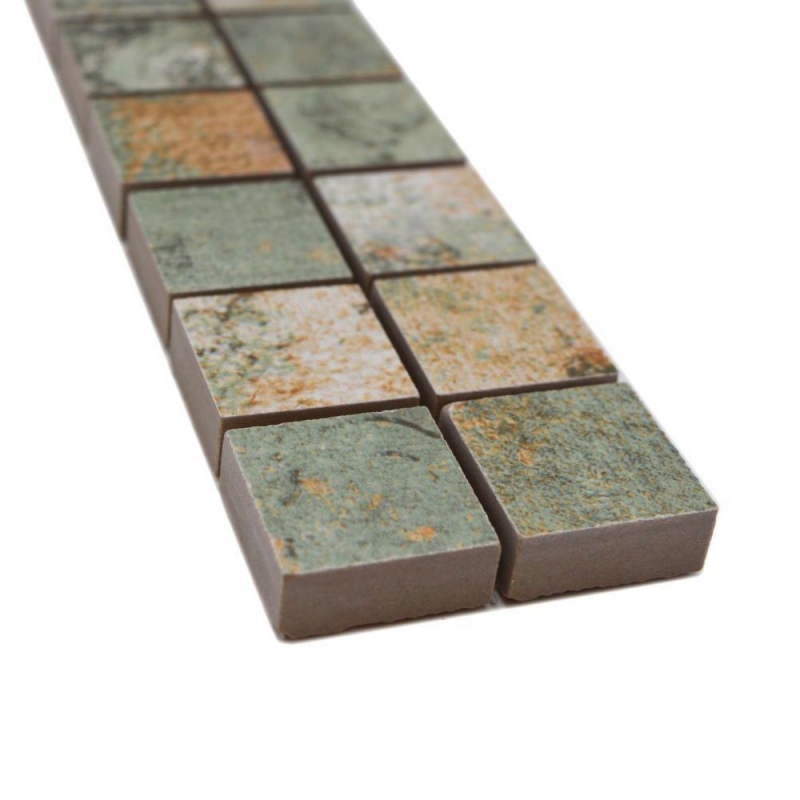 Borde Mezcla de mosaico beige/marrón/verde mate aspecto alfombra mosaico azulejo pared cocina espejo baño ducha pared MOS18BOR-25CB_f