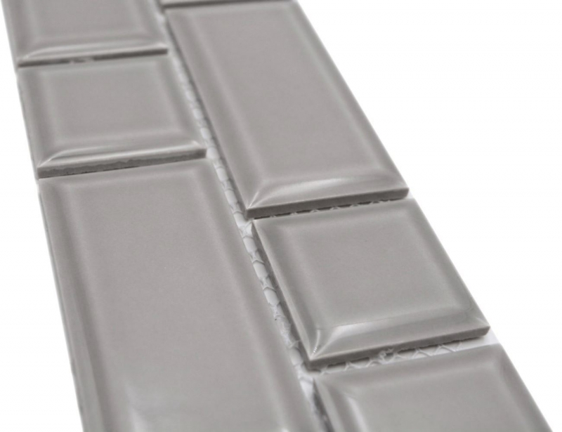 Borde Borde mosaico gris brillante metro mirada mosaico azulejo pared de la cocina azulejo espejo baño ducha pared MOS26BORWM-0202_f