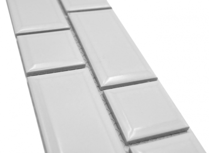 Frontera Frontera mosaico blanco brillante metro mirada mosaico azulejo de la pared de la cocina azulejo espejo baño ducha pared MOS26BORWM-0101_f