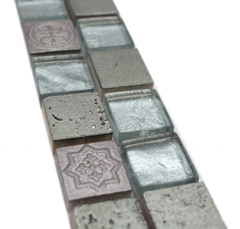 Frontera Frontera mosaico mezcla plata brillante aspecto retro mosaico azulejo cocina pared azulejo espejo baño MOS83BOR-CB33_f