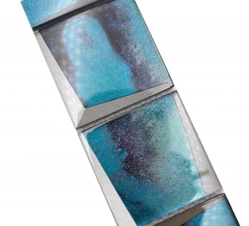 Borde Borde mosaico azul brillante 3D mirada mosaico azulejo cocina pared azulejo espejo baño ducha pared MOS88BOR-XB10_f