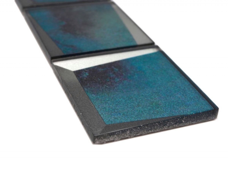 Borde Borde mosaico azul brillante 3D mirada mosaico azulejo cocina pared azulejo espejo baño ducha pared MOS88BOR-XB10_f