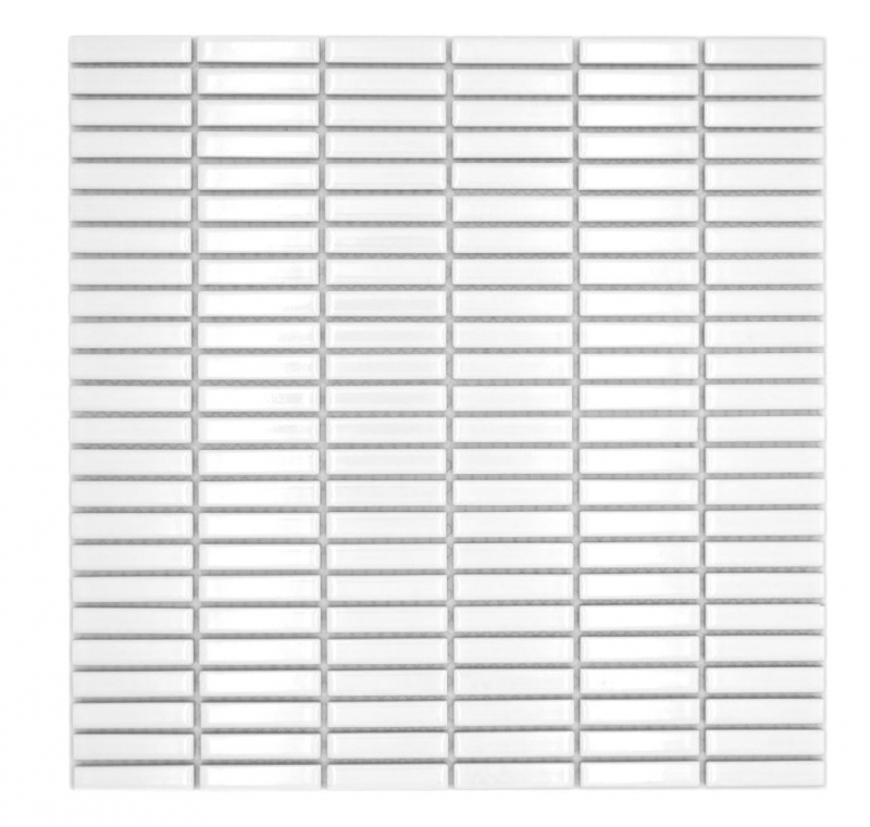 Muestra de mano cerámica mosaico varillas retro vintage 50s 60s correas blanco brillante MOS24-BM1_m