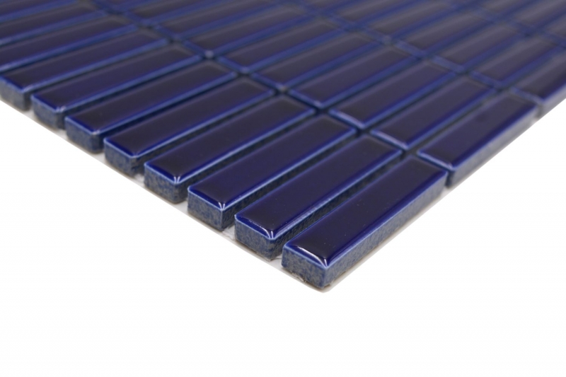 Muestra de mano cerámica mosaico varillas retro vintage 50s 60s correas azul cobalto brillante MOS24-BM5_m