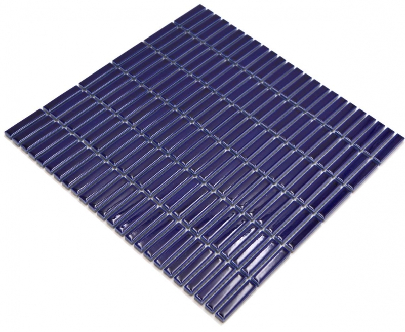 Muestra de mano cerámica mosaico varillas retro vintage 50s 60s correas azul cobalto brillante MOS24-BM5_m
