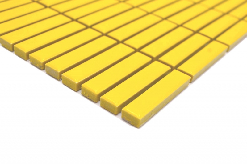 Muestra de mano cerámica mosaico varillas retro vintage 50s 60s correas amarillo brillante MOS24-BM6_m