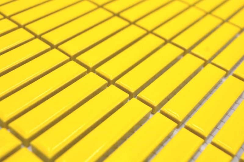Muestra de mano cerámica mosaico varillas retro vintage 50s 60s correas amarillo brillante MOS24-BM6_m