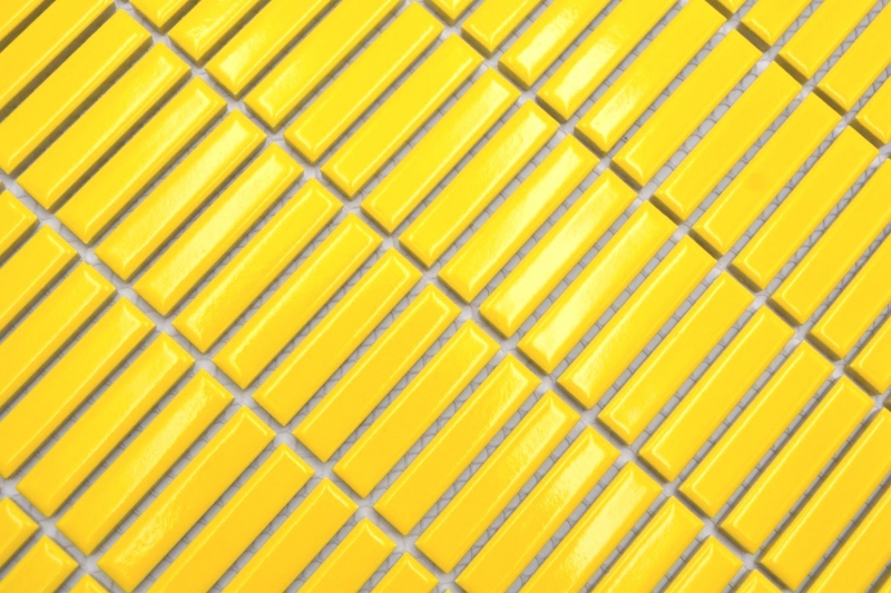 Muestra de mano cerámica mosaico varillas retro vintage 50s 60s correas amarillo brillante MOS24-BM6_m
