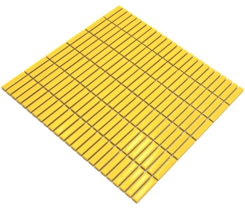 Muestra de mano cerámica mosaico varillas retro vintage 50s 60s correas amarillo brillante MOS24-BM6_m