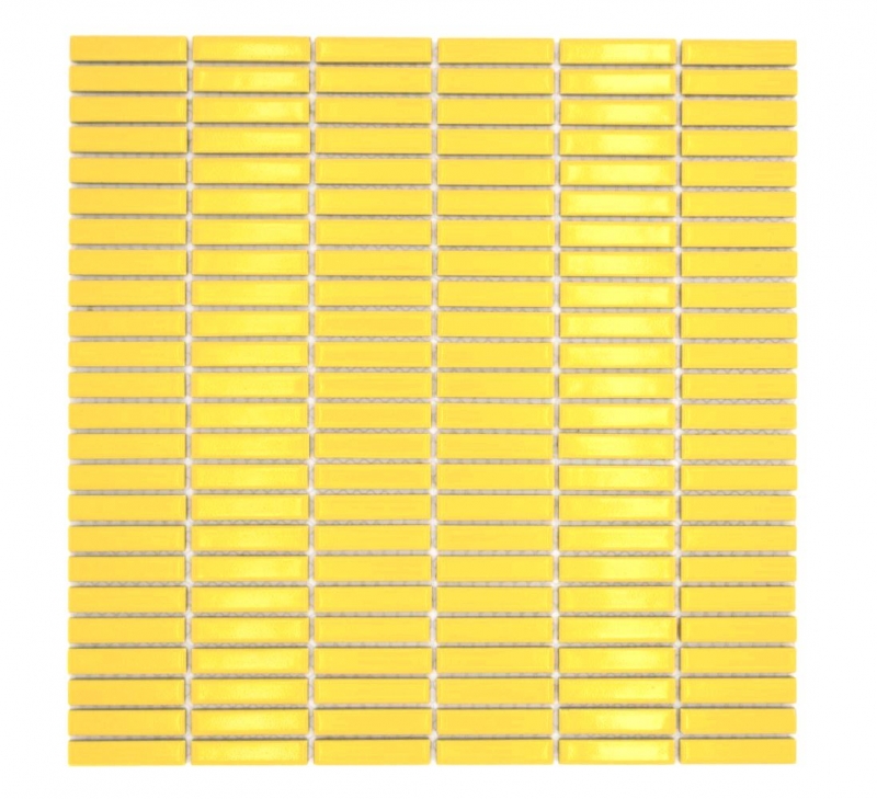 Muestra de mano cerámica mosaico varillas retro vintage 50s 60s correas amarillo brillante MOS24-BM6_m
