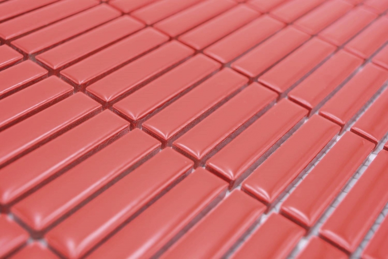 Muestra de mano cerámica mosaico varillas retro vintage 50s 60s correas rojo brillante MOS24-BM7_m
