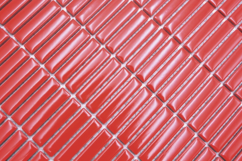 Muestra de mano cerámica mosaico varillas retro vintage 50s 60s correas rojo brillante MOS24-BM7_m