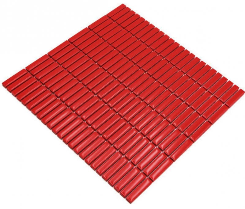 Muestra de mano cerámica mosaico varillas retro vintage 50s 60s correas rojo brillante MOS24-BM7_m
