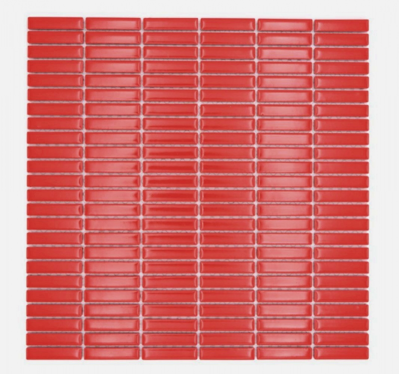 Muestra de mano cerámica mosaico varillas retro vintage 50s 60s correas rojo brillante MOS24-BM7_m
