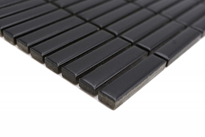 Muestra de mano cerámica mosaico varillas retro vintage 50s 60s correas negro mate MOS24-BM8_m