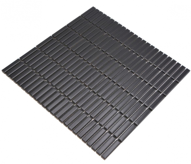 Muestra de mano cerámica mosaico varillas retro vintage 50s 60s correas negro mate MOS24-BM8_m