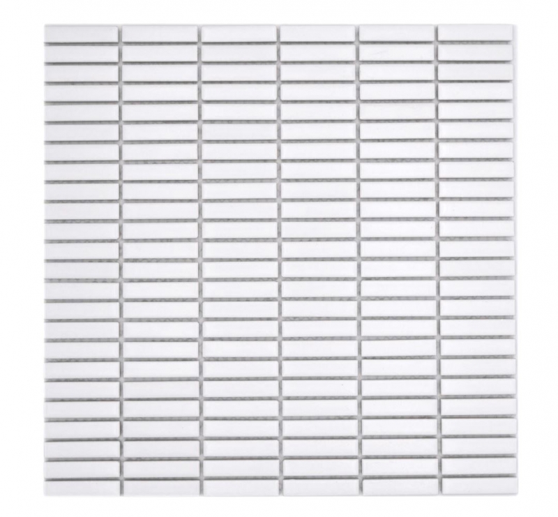 Muestra de mano cerámica mosaico varillas retro vintage 50s 60s correas blanco mate MOS24-BM9_m