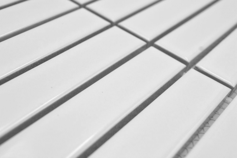 Muestra de mano cerámica mosaico varillas Modern Art blanco brillante MOS24-S10_m