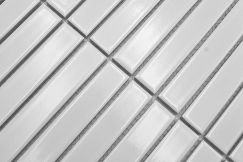 Muestra de mano cerámica mosaico varillas Modern Art blanco brillante MOS24-S10_m