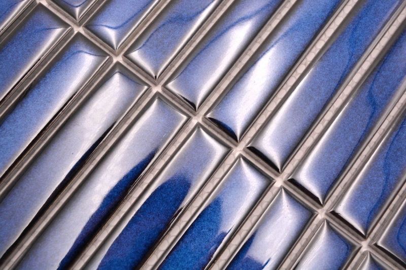 Muestra de mano cerámica mosaico varillas Modern Art azul cobalto brillante MOS24-S40_m