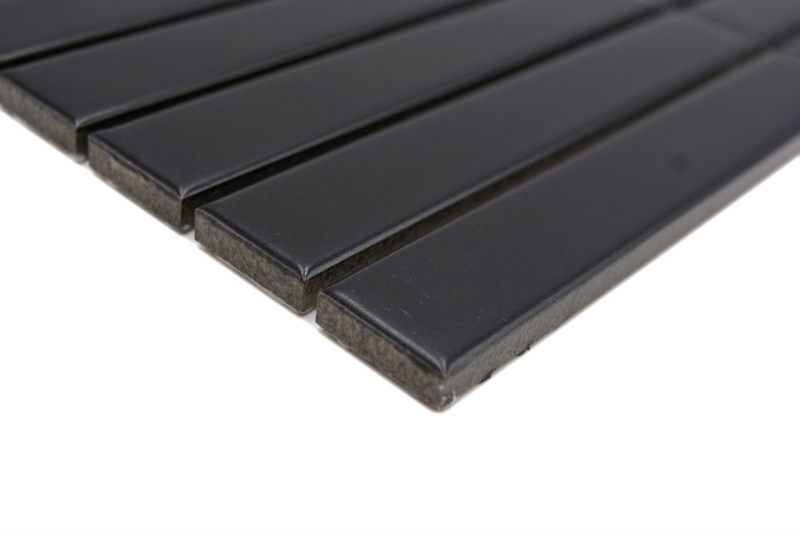 Muestra de mano cerámica mosaico varillas Modern Art negro mate MOS24-S60_m